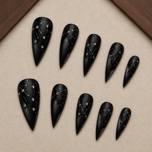 Diamond Web Noir Press-On Nails - Aninail