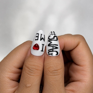 Y2K Graphic Press On Nails | Cherry Cross Letter Nail Set | Edgy Black White Statement Nails | Street Style Handmade Set | OC447J