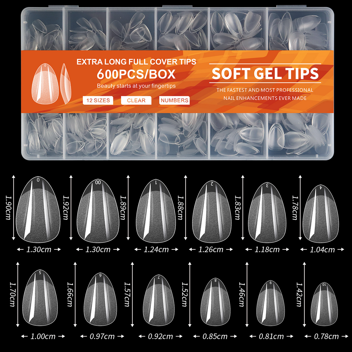 600-Piece Full Cover Nail Tips - Aninail