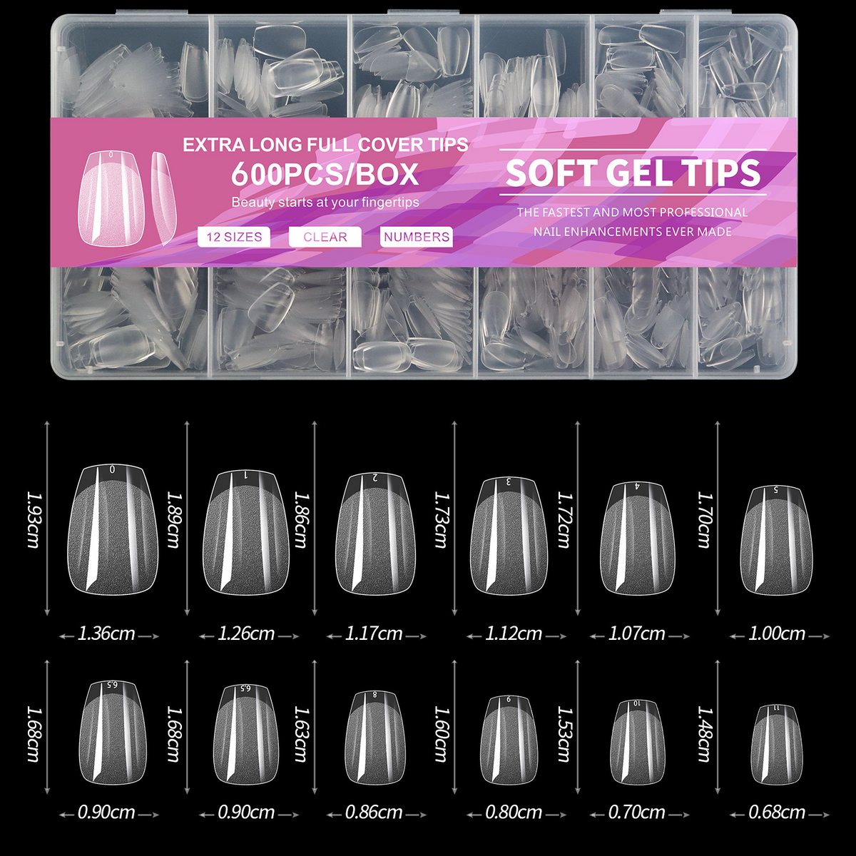 600-Piece Full Cover Nail Tips - Aninail