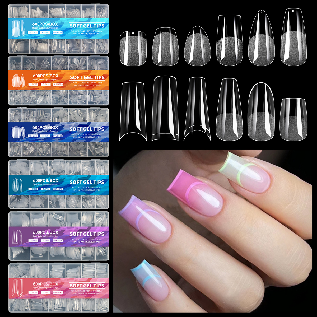 600-Piece Full Cover Nail Tips - Aninail