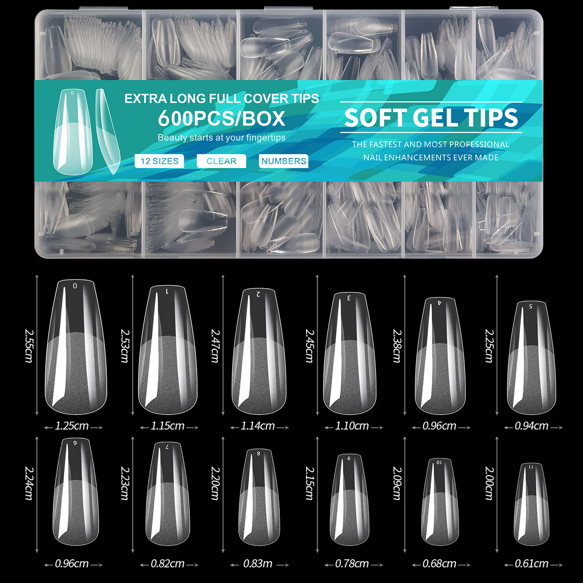 600-Piece Full Cover Nail Tips - Aninail