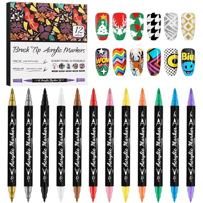 12-Color Nail Art Pen Set - Aninail