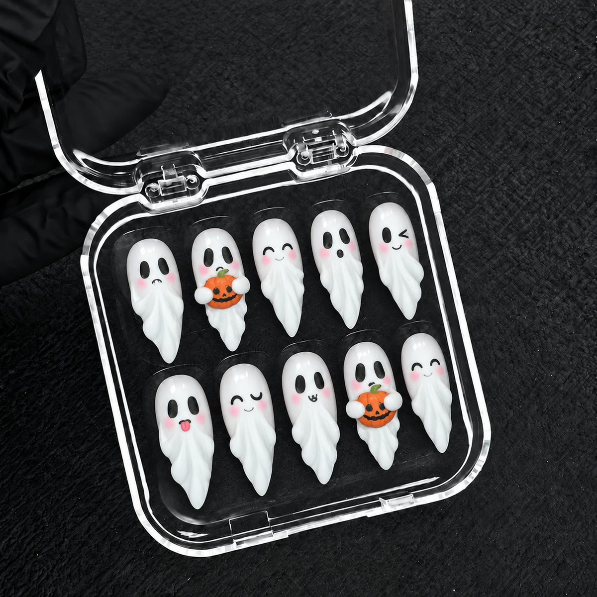 Pumpkin Boo Halloween Almond Press-On Nails - Aninail