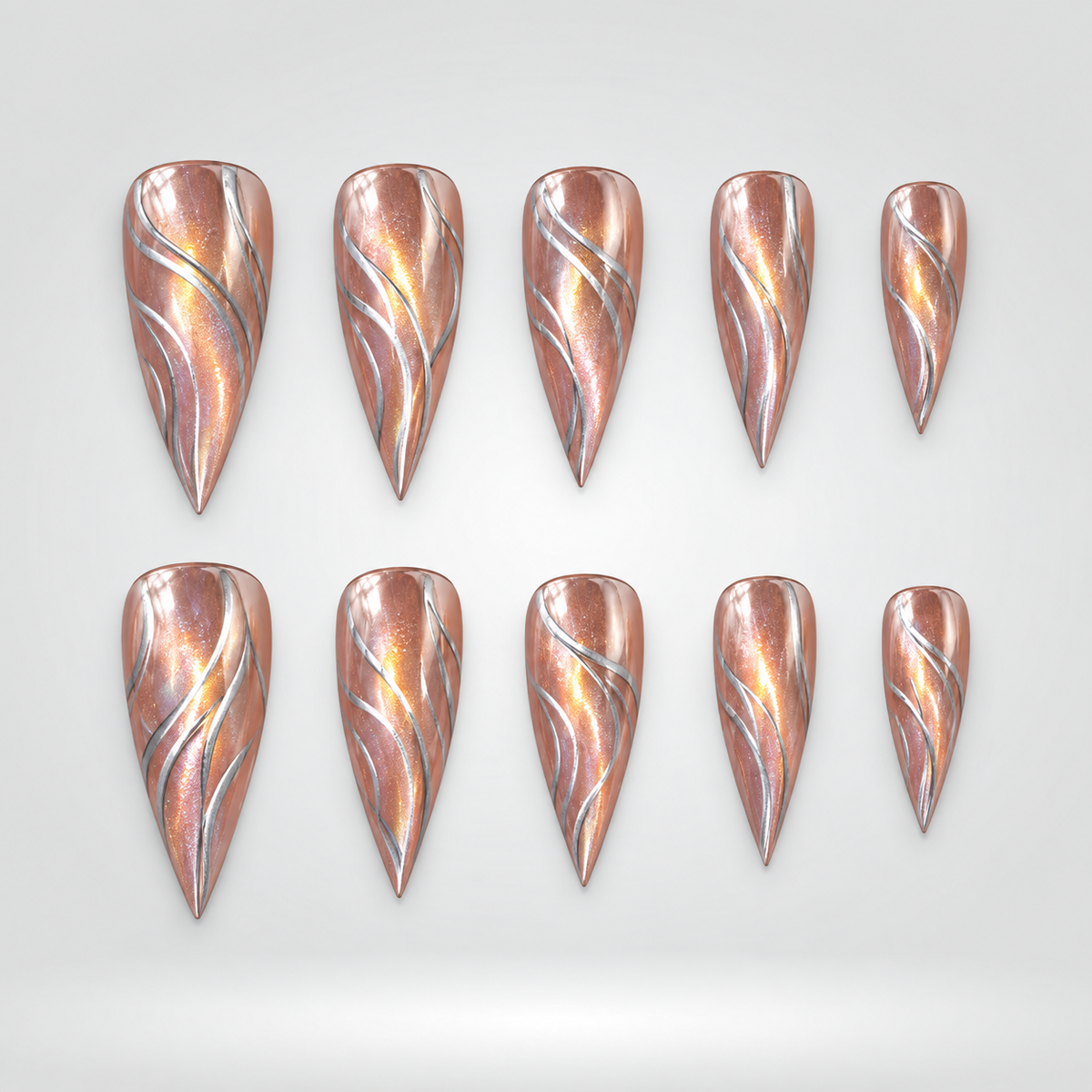 Silver Ember Claw Press-On Nails - Aninail