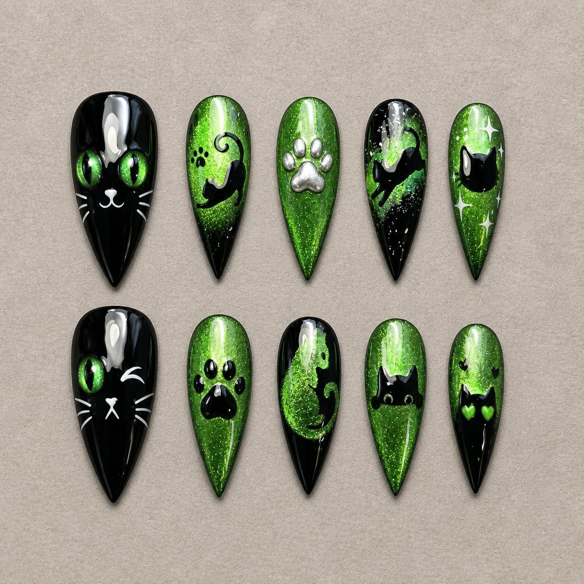 Emerald Familiar Press-On Nails - Aninail