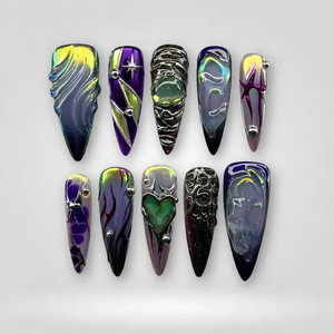 Galactic Chrome 3D Press-On Nails - Aninail