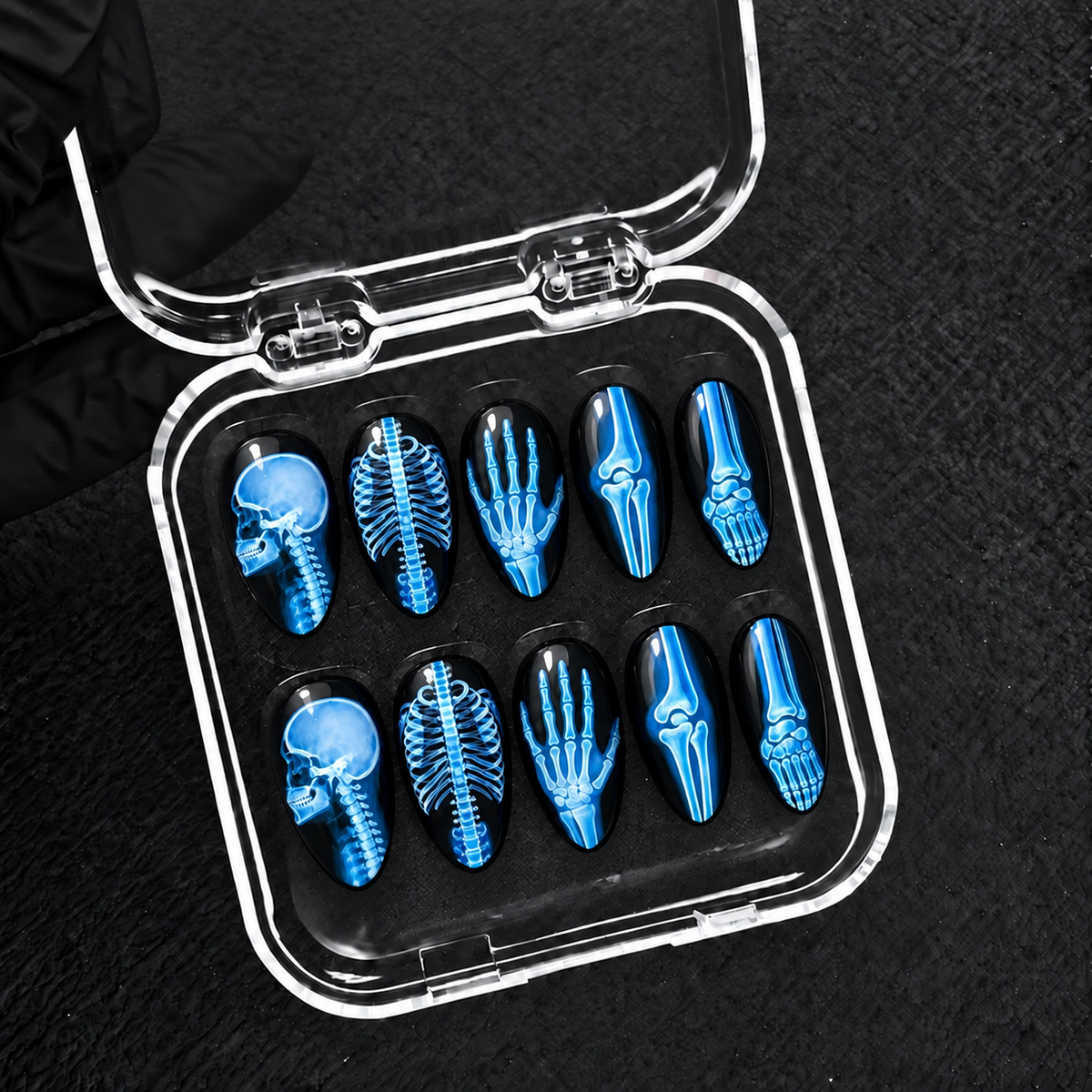 Afterglow X-Ray Halloween Almond Press-On Nails - Aninail