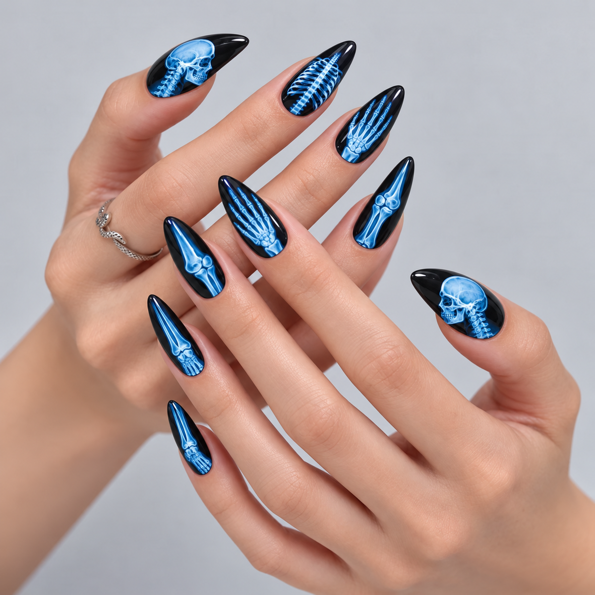 Afterglow X-Ray Halloween Almond Press-On Nails - Aninail