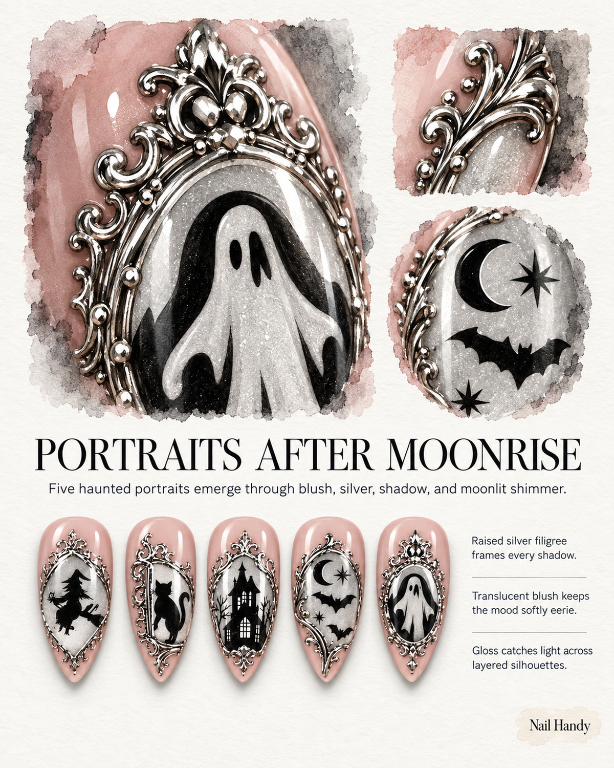 Haunted Gallery Halloween Almond Press-On Nails - Aninail