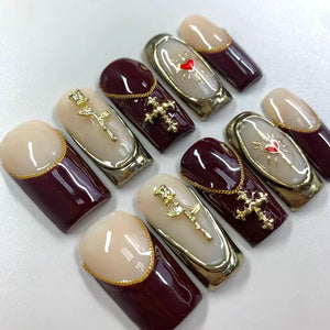 Divine Elegance 3D Cross Press-On Nails - Aninail