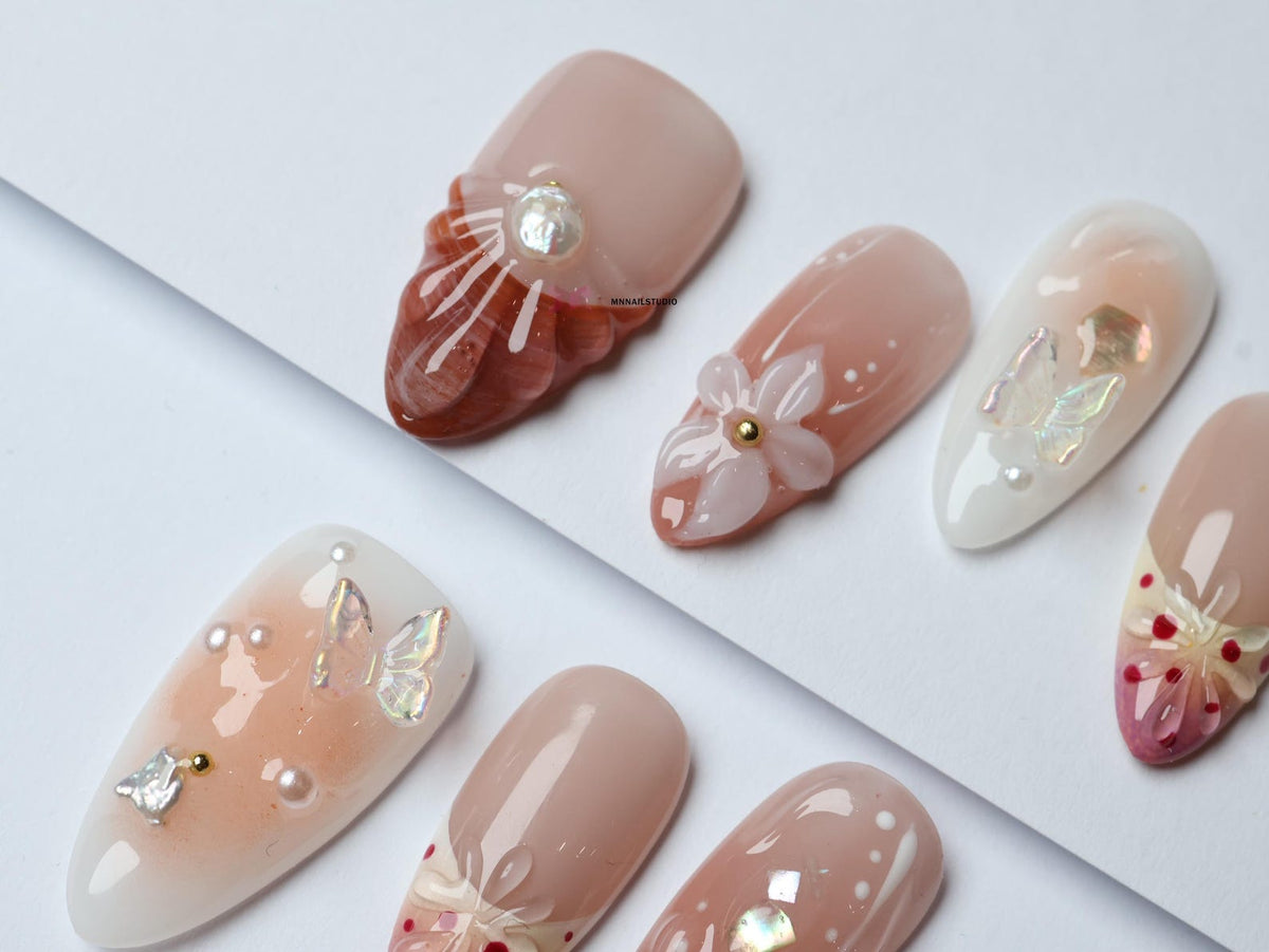 3D Floral Press On Nails /kawaii nails/gyaru nails/jelly nails/y2k nails/abstract nails/Floral Nails#267 image 2