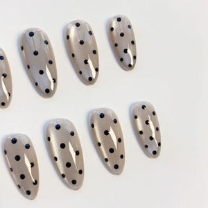 Black polka dot nails/press on nails long almond nails/Elegant nails/Glittery Gray Cat Eye Nails/Daily nails/Birthday nails/Custom nails image 7