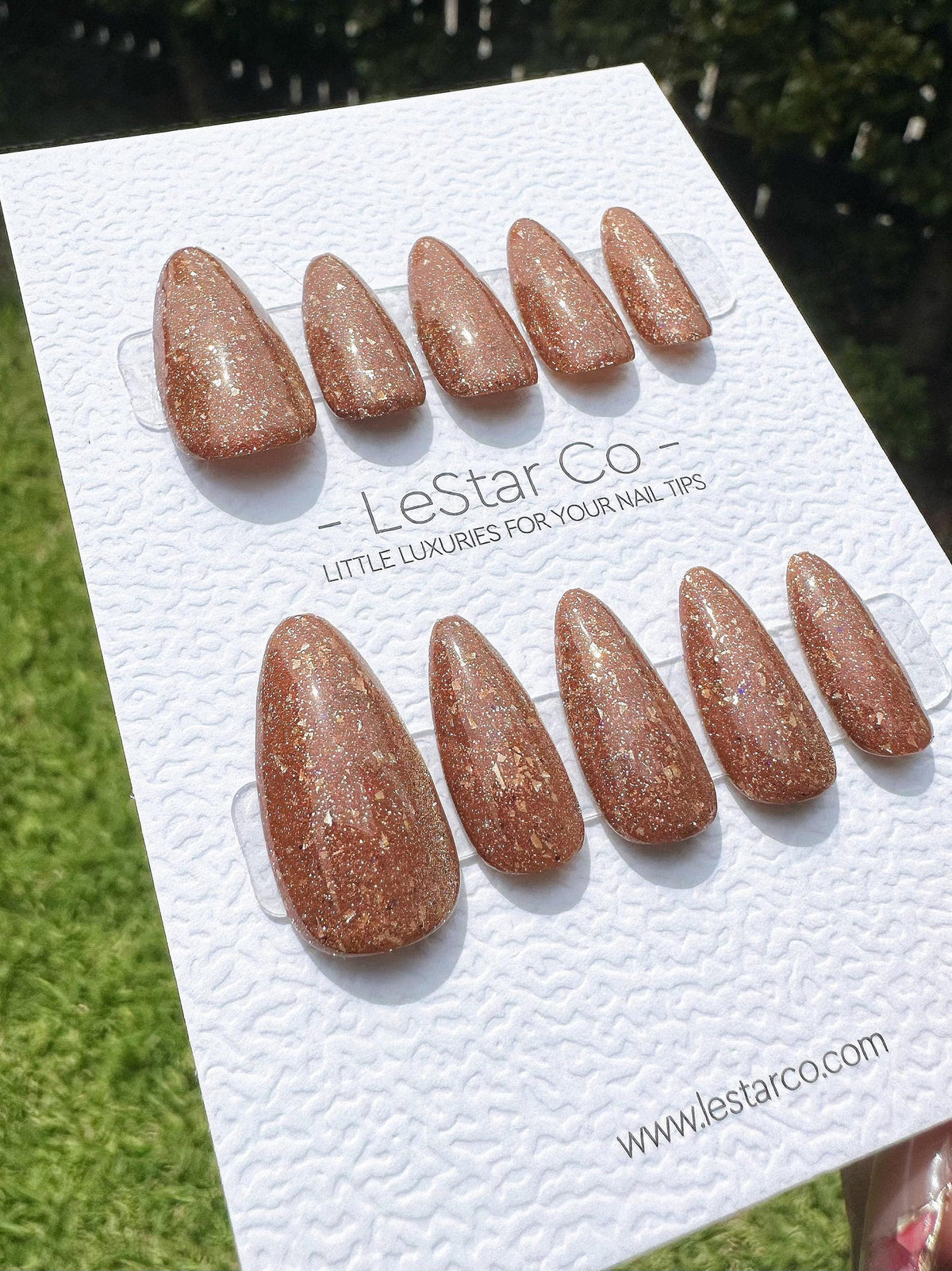 Handmade Cosmic Latte Brown Cat Eye Press On Nails – Reusable Gel Manicure image 2