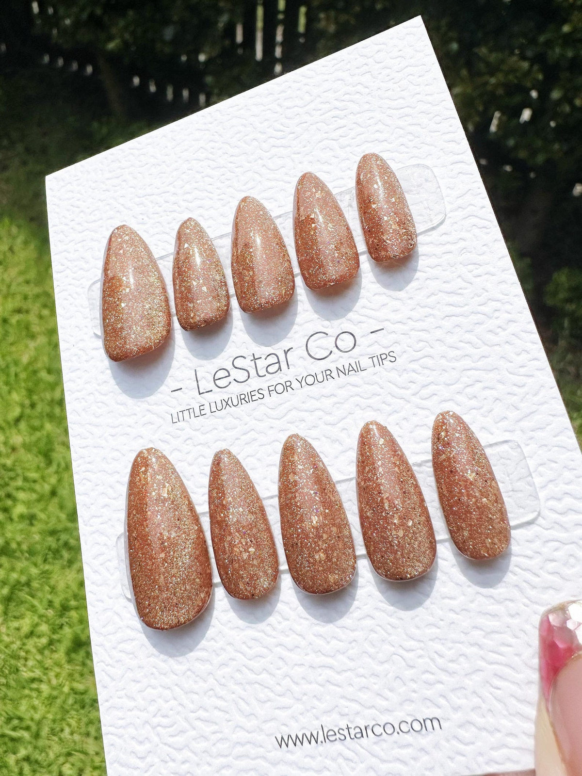 Handmade Cosmic Latte Brown Cat Eye Press On Nails – Reusable Gel Manicure image 3