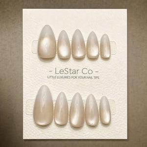 Timed Offer 4 For 3) Handmade Press On Champagne Cat Eye Gel Acrylic Nails image 1