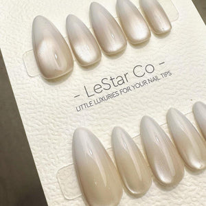 Timed Offer 4 For 3) Handmade Press On Champagne Cat Eye Gel Acrylic Nails image 4
