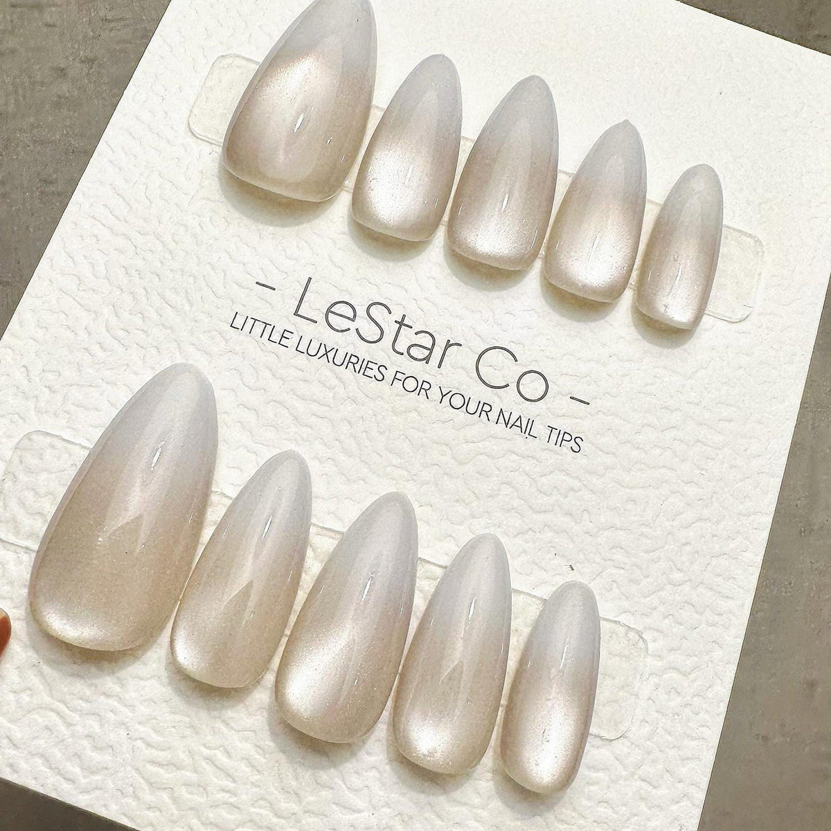 Timed Offer 4 For 3) Handmade Press On Champagne Cat Eye Gel Acrylic Nails image 3
