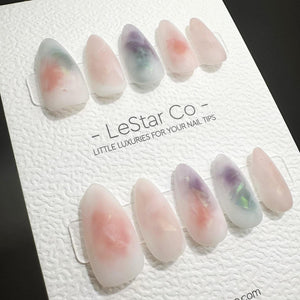 Timed Offer 4 For 3) Handmade Press On Watercolor Effect Gel Acrylic Nails image 3