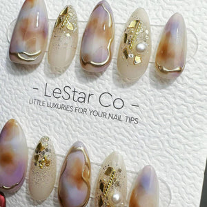Handmade Rose Quartz Swirl Press On Nails – Reusable Gel Acrylic Manicure image 3