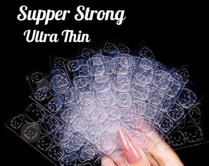 Strong 24 Adhesive Tabs for Press on Nails | EASY USE Transparent Glue Gel Stickers | Ultra Hold Waterproof Jelly Sticker