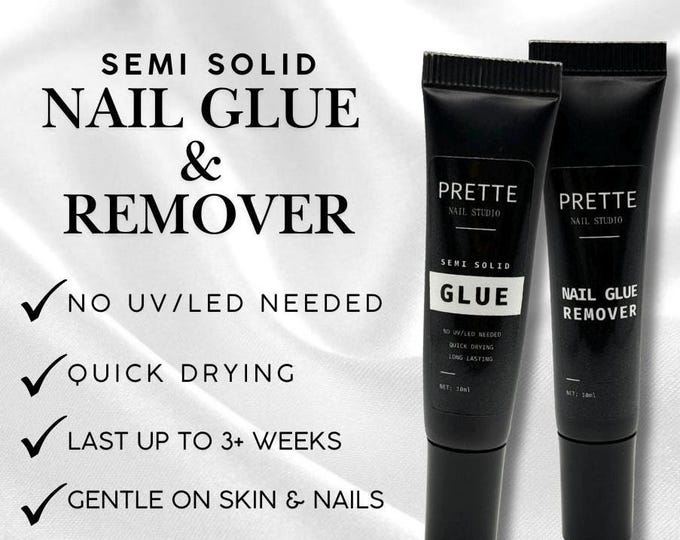 Semi Solid Press On Nail Glue & Remover Set | No UV LED