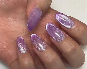 READY TO WEAR 100% Handmade Purple Ombre Cat-eye Glitter Press-On Nail Set - Women Accessories