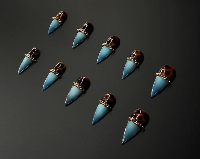 Denim Cateye Tortise shell Nails