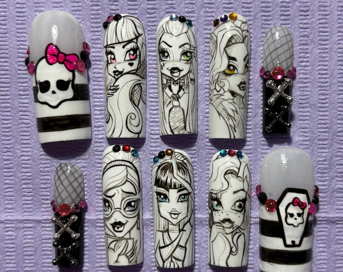 Ghoul hand-painted press on set