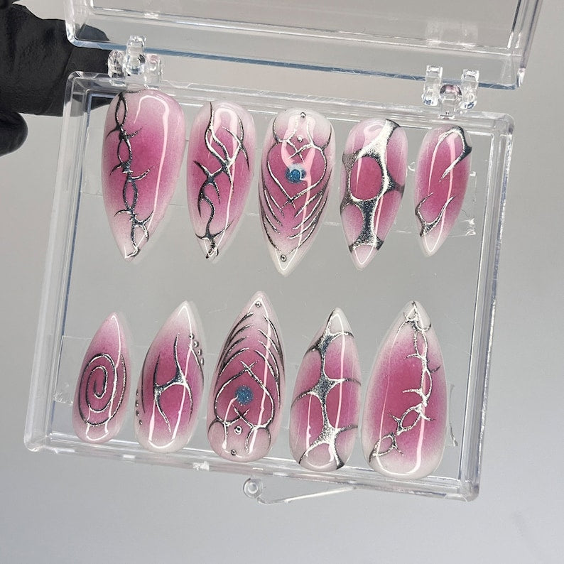 Soft Pink Aura Stiletto Press On Nails