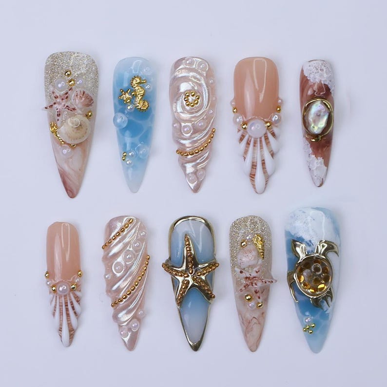 Tropical Coastal Escape Press On Nails