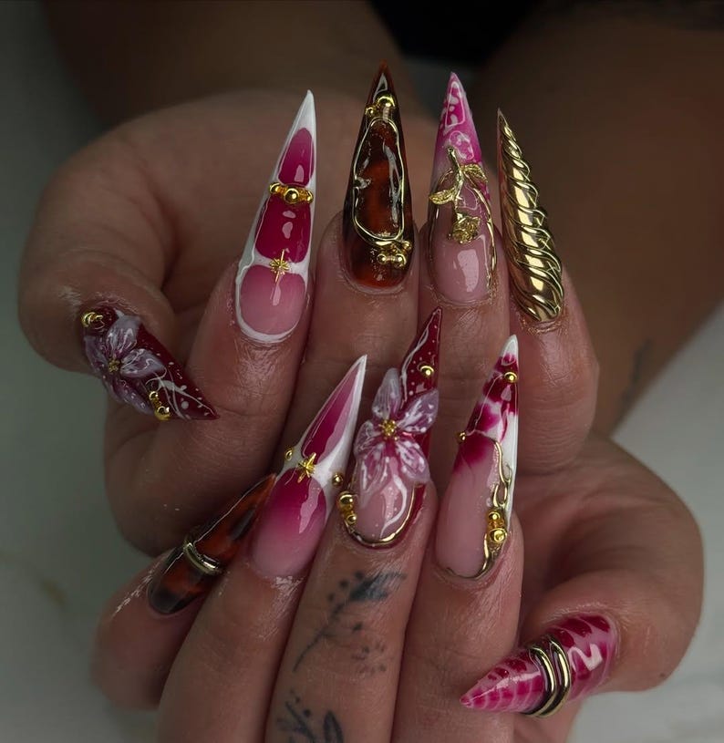 Whimsical Woodland Mushroom Butterfly Floral Press On Nails