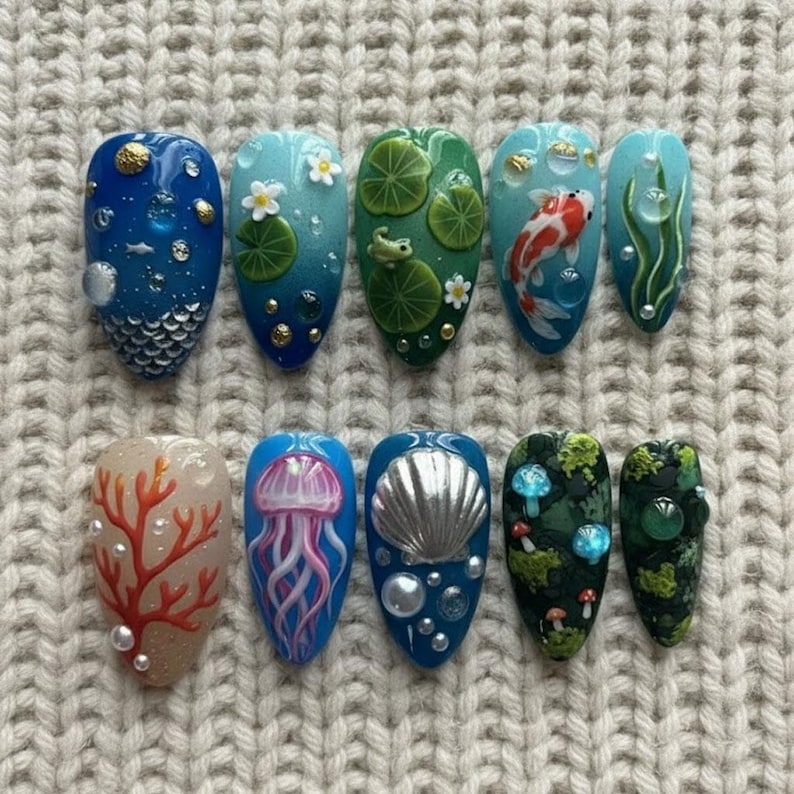 Ethereal Ocean Glow Press On Nails
