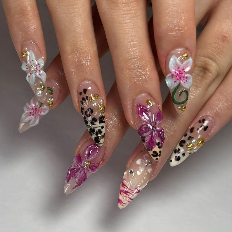 Golden Blossom Style Press On Nails
