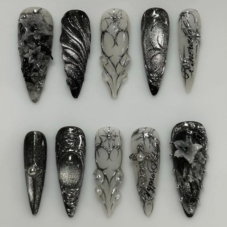 Dark Metallic Gothic Luxury Press On Nails