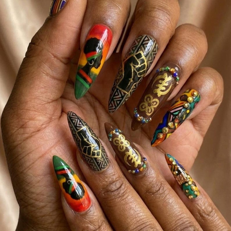 Bold Cultural Heritage Statement Press On Nails