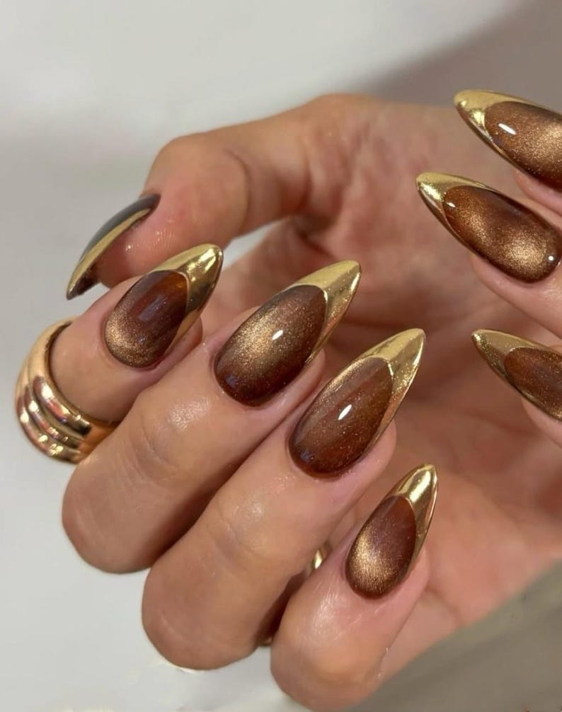 Gold Chrome French Luxury Press On Nails