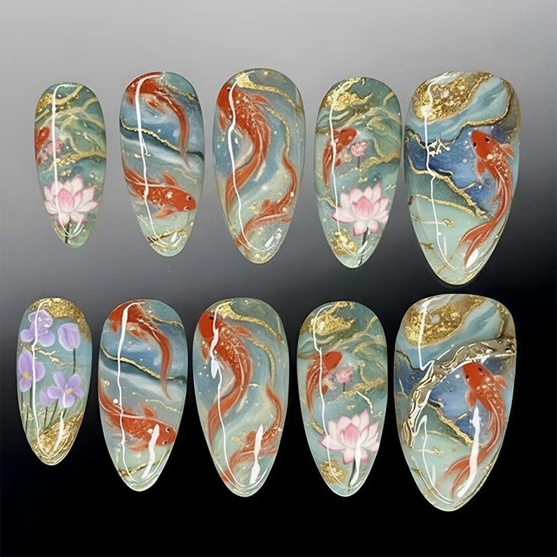 Elegant Lotus Serenity Press On Nails