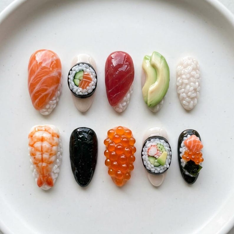 Cute Food Inspired 3D Press On Nails