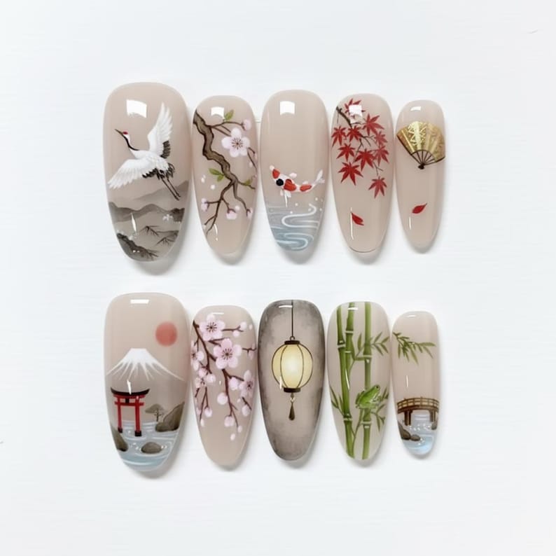 Graceful Floral Serenity Press On Nails