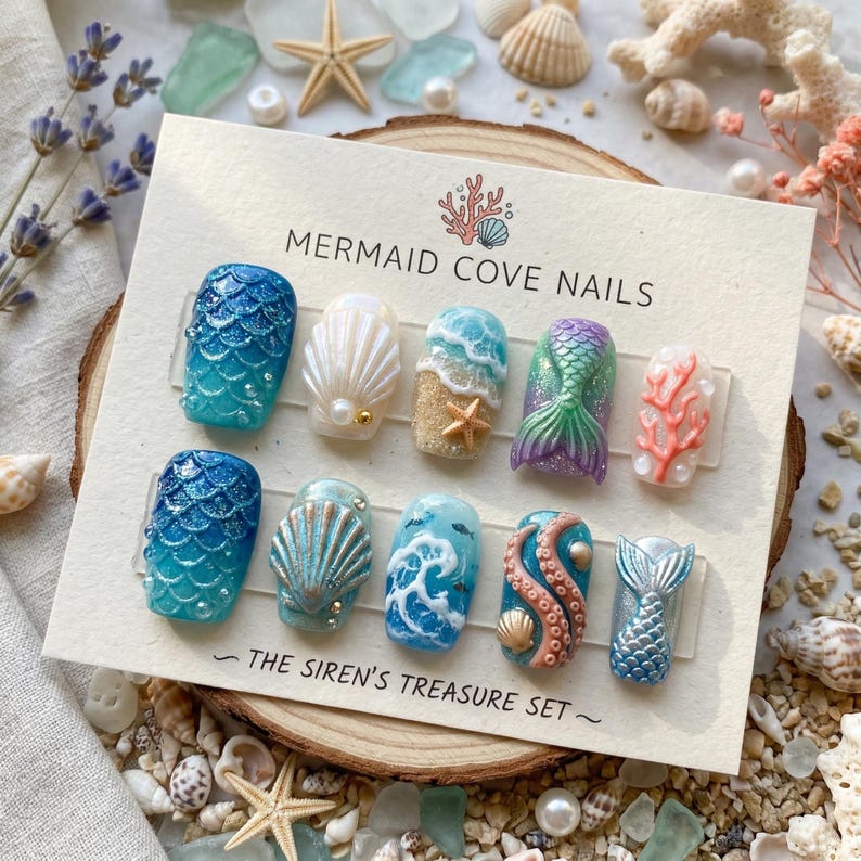 Enchanting Coastal Fantasy Press On Nails