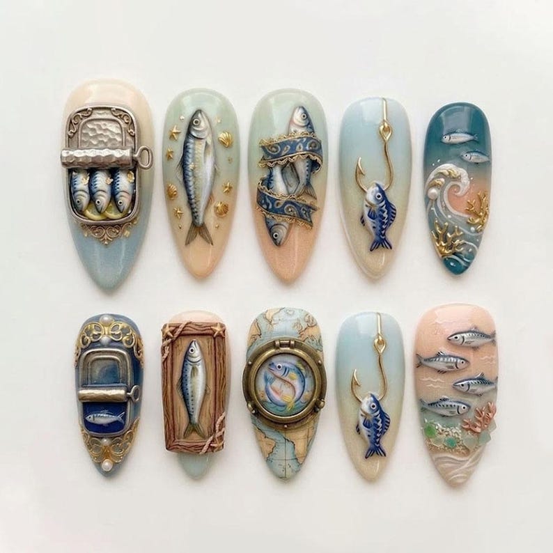 Coastal Adventure Sculpted Press On Nails