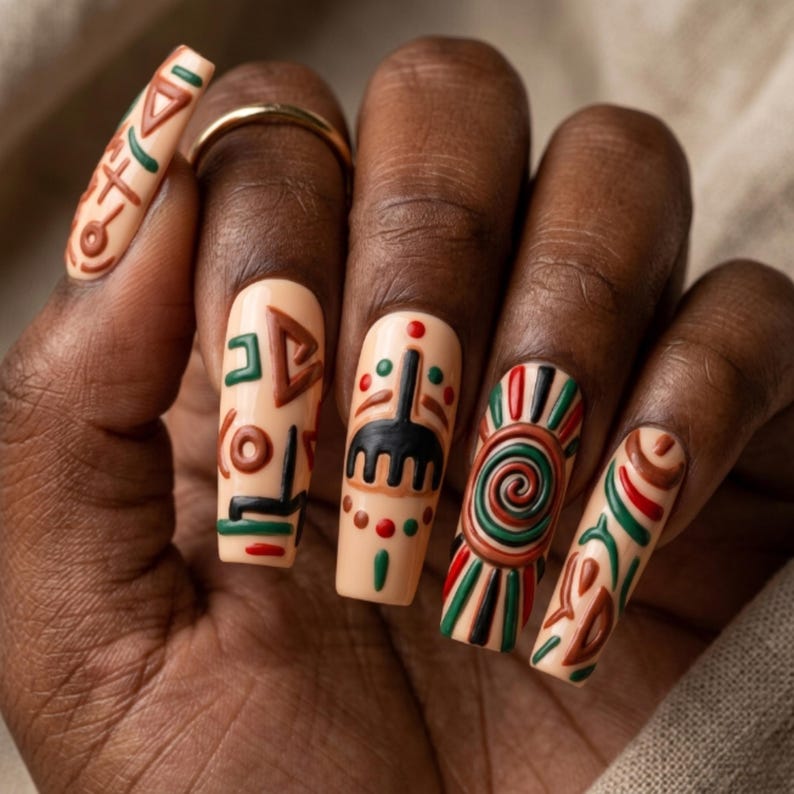 Abstract Heritage Art Press On Nails
