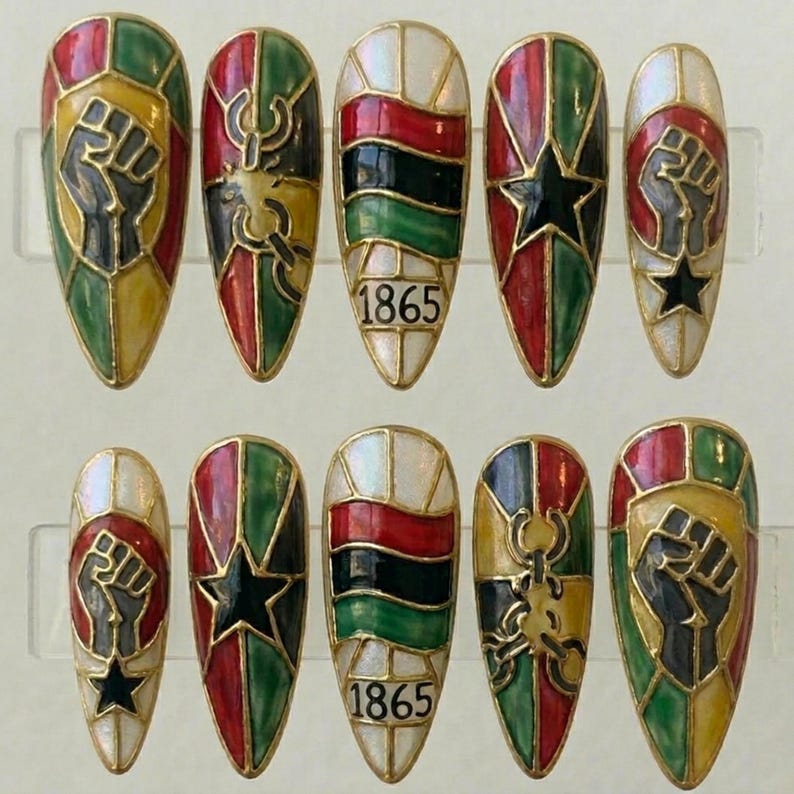 Bold Heritage Stained Glass Press On Nails