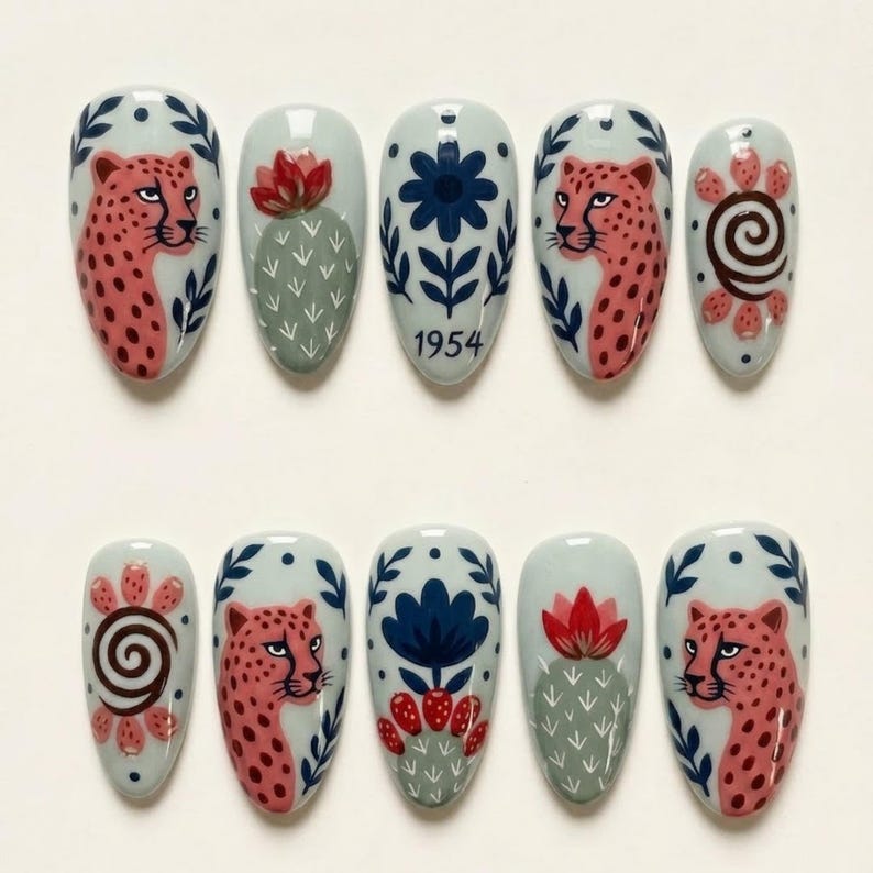 Rustic Folk Art Wild Elegance Press On Nails