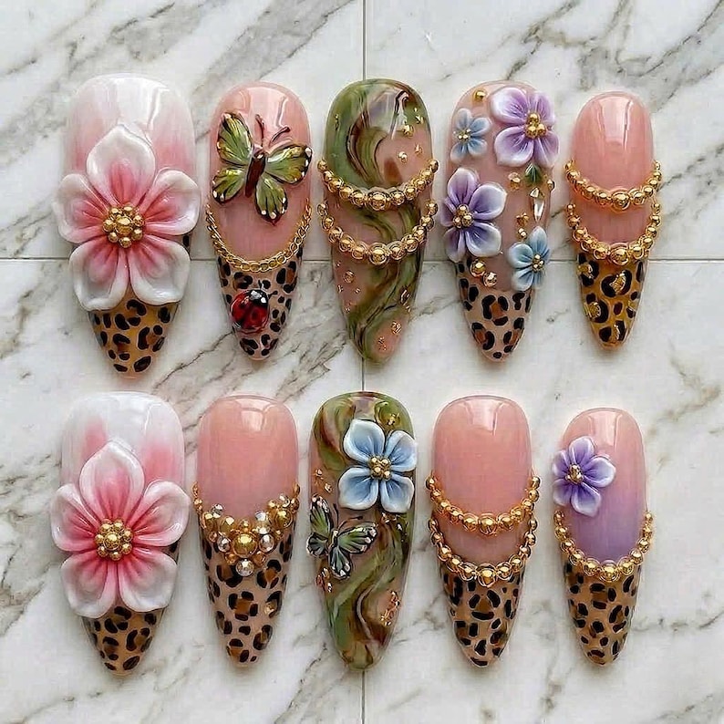 Golden Bloom Elegance Press On Nails