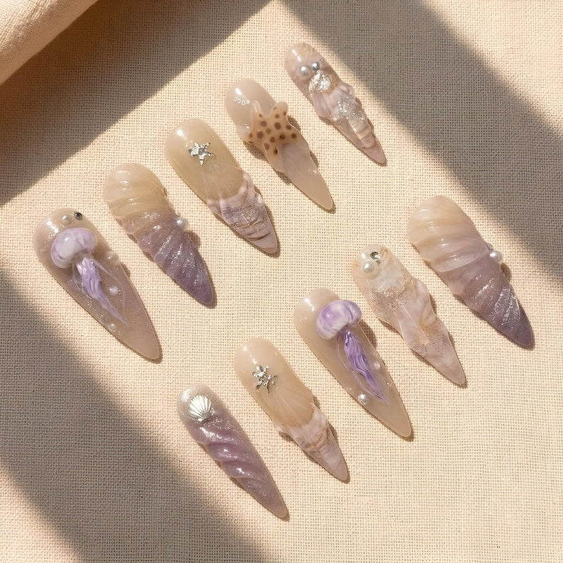 Dreamy Ocean Charm Press On Nails