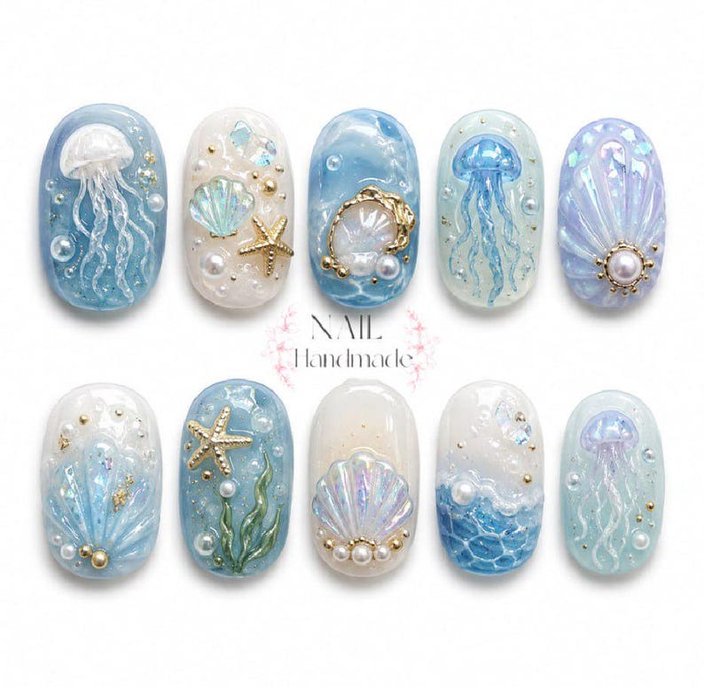 Ethereal Ocean Glow Press On Nails