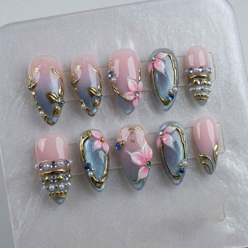 Pastel Blossom Elegance Press On Nails