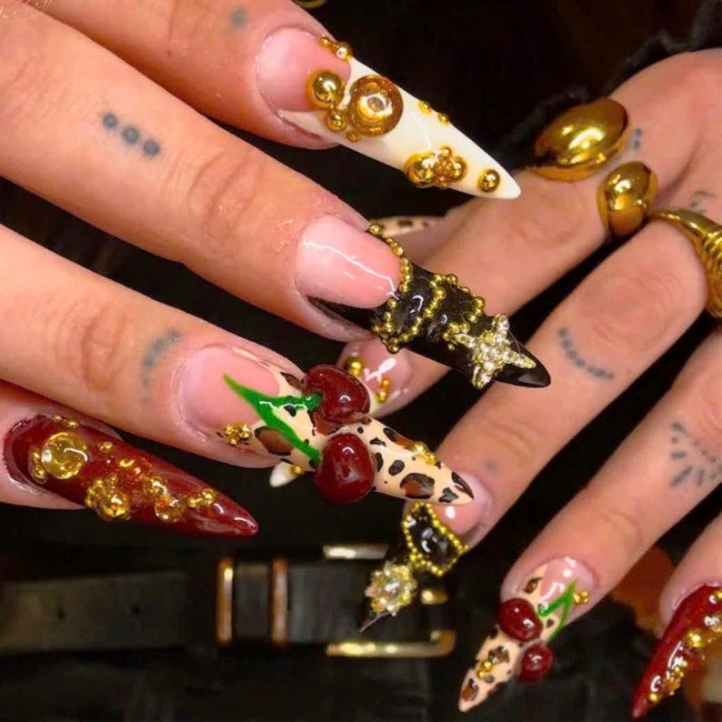 Crystal Floral Glam Press On Nails